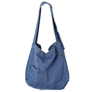 Denim Shoulder Bag Men Tote Bag Casual Retro Aesthetic Crossbody :|